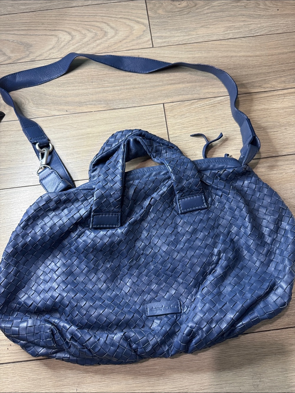 Christopher Kane Woven Blue Leather crossbody